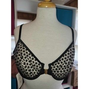 VICTORIA'S SECRET BLACK MESH UNLINED DEMI FRONT CLOSURE BRA-NWT-38C